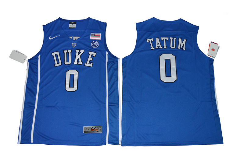 2017 Duke Blue Devils Jayson Tatum #0 V Neck College Basketball Authentic Blue Jersey->youth nhl jersey->Youth Jersey